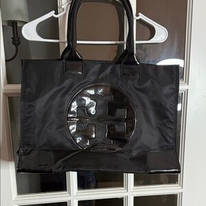 Tory Burch Black Glossy Logo Tote